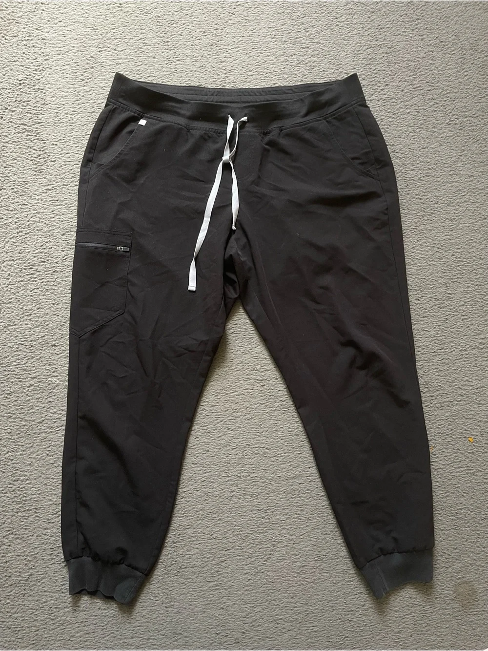 Figs Men's Black Jogger Pants with White Drawstring